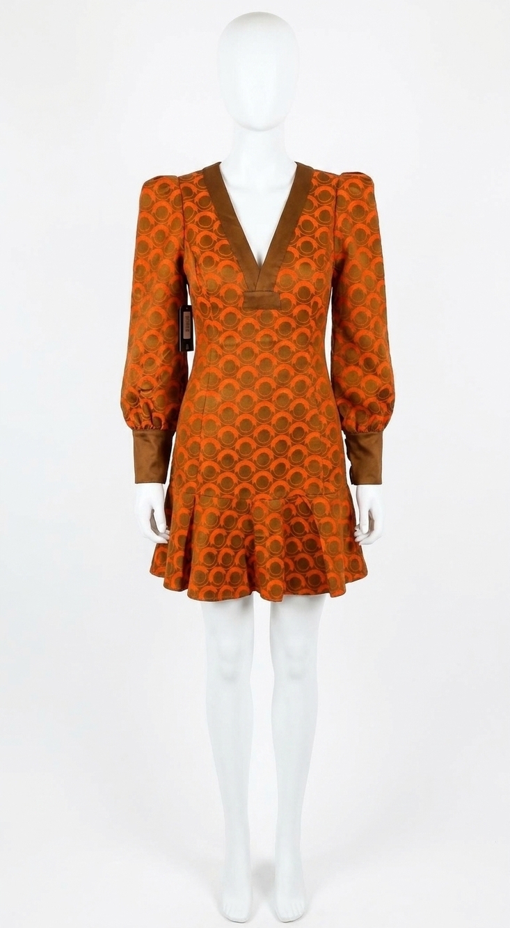 NEW EMILY MCCARTHY jenny long sleeve dress in tangerine